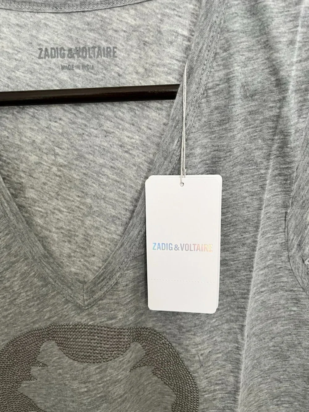 NWT - Zadig & Voltaire Brooklyn Strass T-shirts - Grey🩶 - Picture 5 of 6